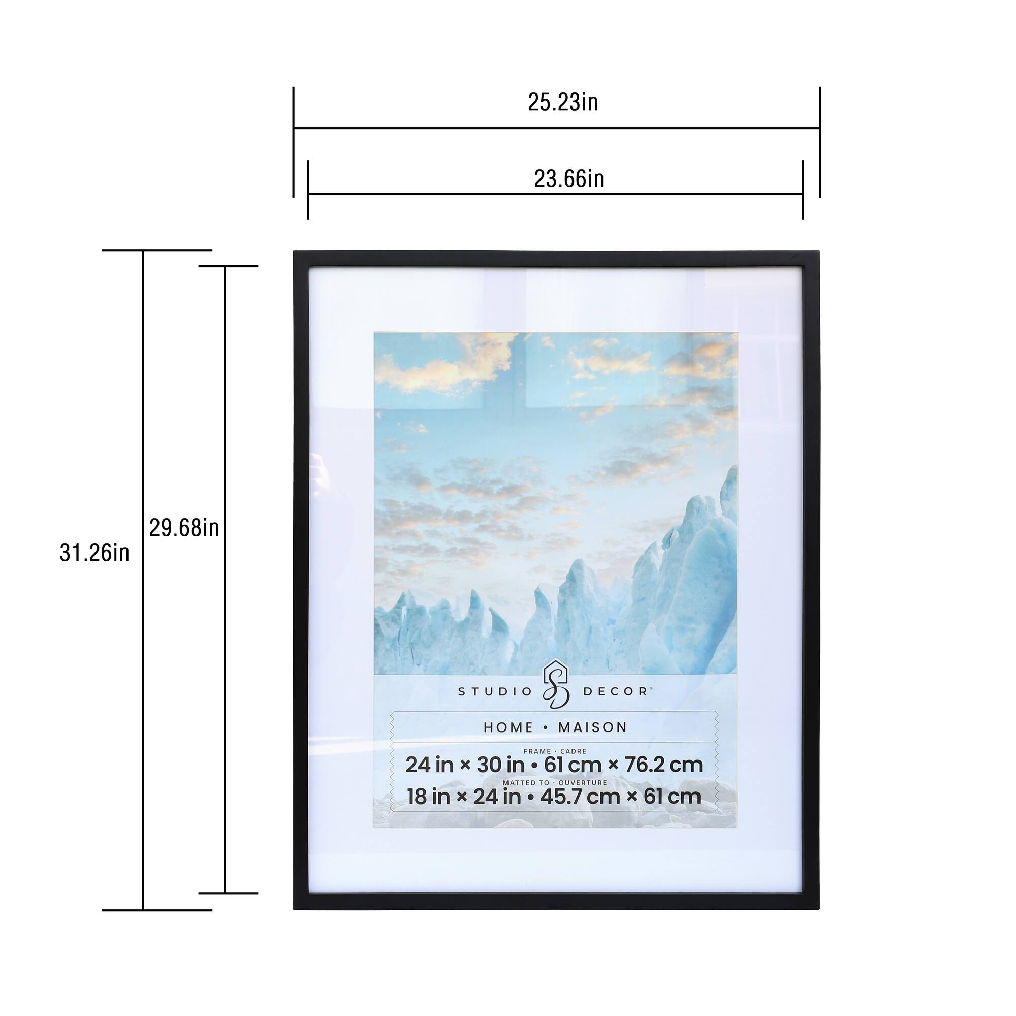 18" x 24" Black Wood Frame with Mat, Home by Studio Décor®